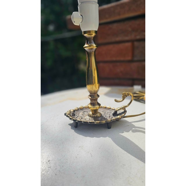 Beige Brass Table Lamp, 1970s For Sale - Image 8 of 10