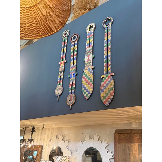 Vintage Tall Wood Colorful African Bobo Tribal Mask For Sale In Los Angeles - Image 6 of 6