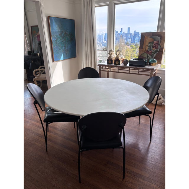 Authentic set of 4 Dakota Jackson Vik-Ter chairs from the 1990s, in all-original condition. The factory vinyl upholstery...