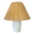 Vintage Painted White Basket Weave Pattern Terracotta Lamp With Handmade Raffia Shade For Sale