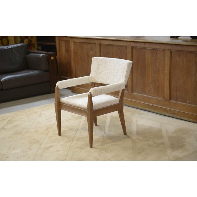 Wood Vintage Art Deco Lounge Chair in Ash and Ecru Boucle Fabric by Pierre Gouffé, 1940s For Sale - Image 7 of 14