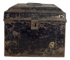 Antique English Small Black Metal Box