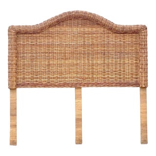 Late 20th Century Vintage Coastal Woven Rattan Full Headboard For Sale