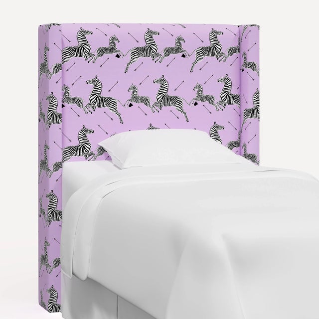 Textile Red from Scalamandre crafted by Cloth & Company Hudson Twin Headboard, Purple Animal Print For Sale - Image 7 of 7