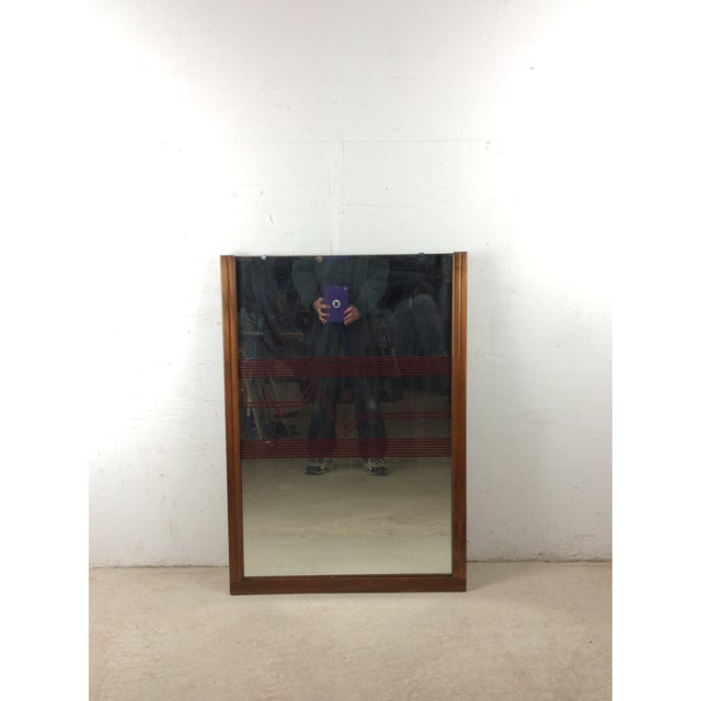 Mid Century Modern Tall Rectangular Wall Mirror With Unique Vinyl Printed Decal on Glass For Sale - Image 4 of 17