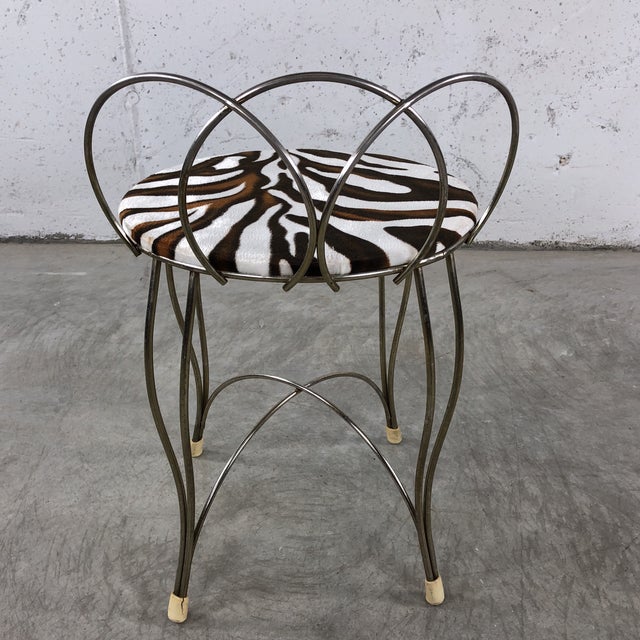 1960s Vanity Stool With Animal Print Chairish