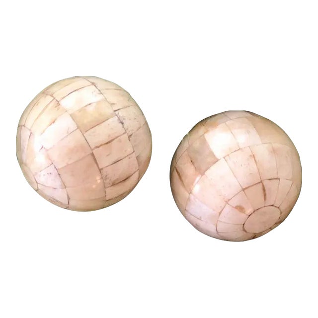 19th Century Antique Inlay Victorian Lawn Balls, Pair For Sale