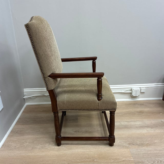 Brown Restoration Hardware Mediterranean Empire Arm Chairs Pair For Sale - Image 8 of 10