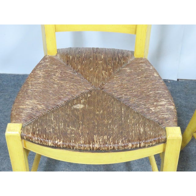 French Country Carved & Painted Rush Seat Chairs Set of 6 Chairish