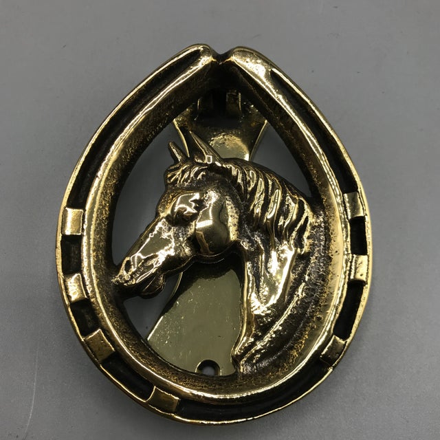 Metal English Equestrian Brass Door Knocker For Sale - Image 7 of 8