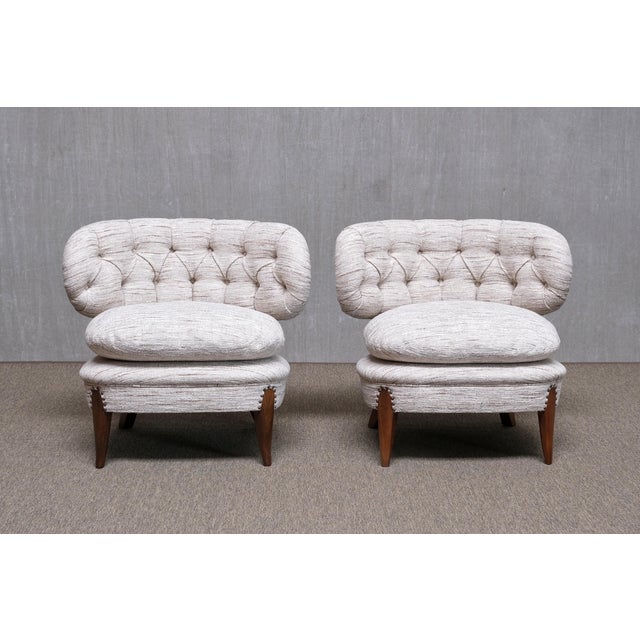 Lounge Chairs in Pierre Frey Tweed and Beech by Otto Schulz, Sweden, 1940s, Set of 2 For Sale - Image 14 of 15