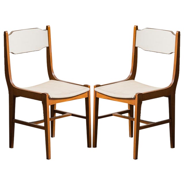Set of Wooden and Fabric Chairs, 1960s For Sale