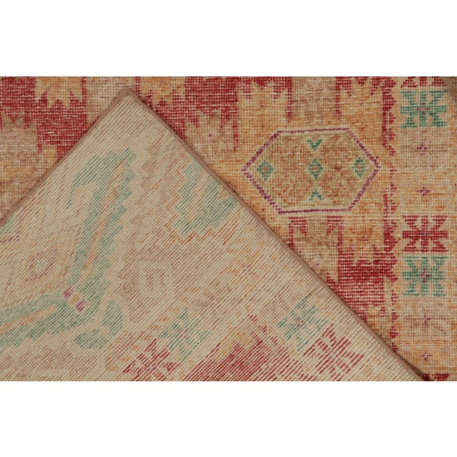 Rug & Kilim’s Distressed Bokhara Style Rug in Red, Beige & Gold Medallions For Sale In New York - Image 6 of 6