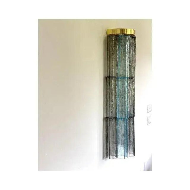 Grey and Light-Blue Murano Glass Tronchi Sconces by Simoeng, Set of 2 For Sale - Image 6 of 11