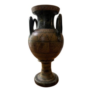 Gorgeous Greek Vessel Decorative Vase Hand Painted Ceramic Pottery For Sale