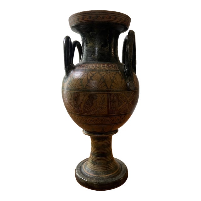 Gorgeous Greek Vessel Decorative Vase Hand Painted Ceramic Pottery For Sale