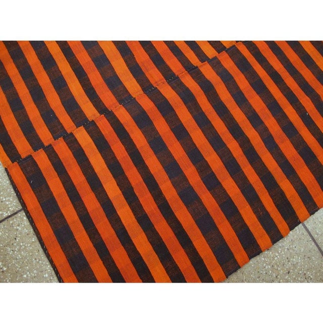 Galerie Shabab Collection Mid-20th Century Orange and Black Turkish Flat-Weave Kilim Room Size Accent Rug For Sale - Image 9 of 10