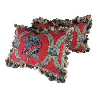 Vintage Brunschwig and Fils French Country Cotton Print Pillows For Sale