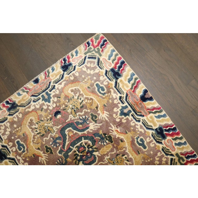 Mid Century Decorative Tibetan Dragon Rug no. j5129 For Sale In New York - Image 6 of 6