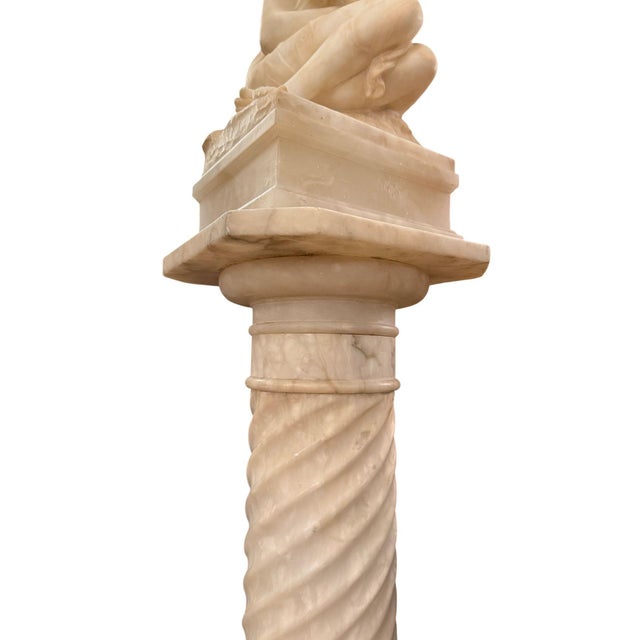 Early 20th Century Early 20th Century. Italian Alabaster Female Bather Lamp With Pedestal For Sale - Image 5 of 8