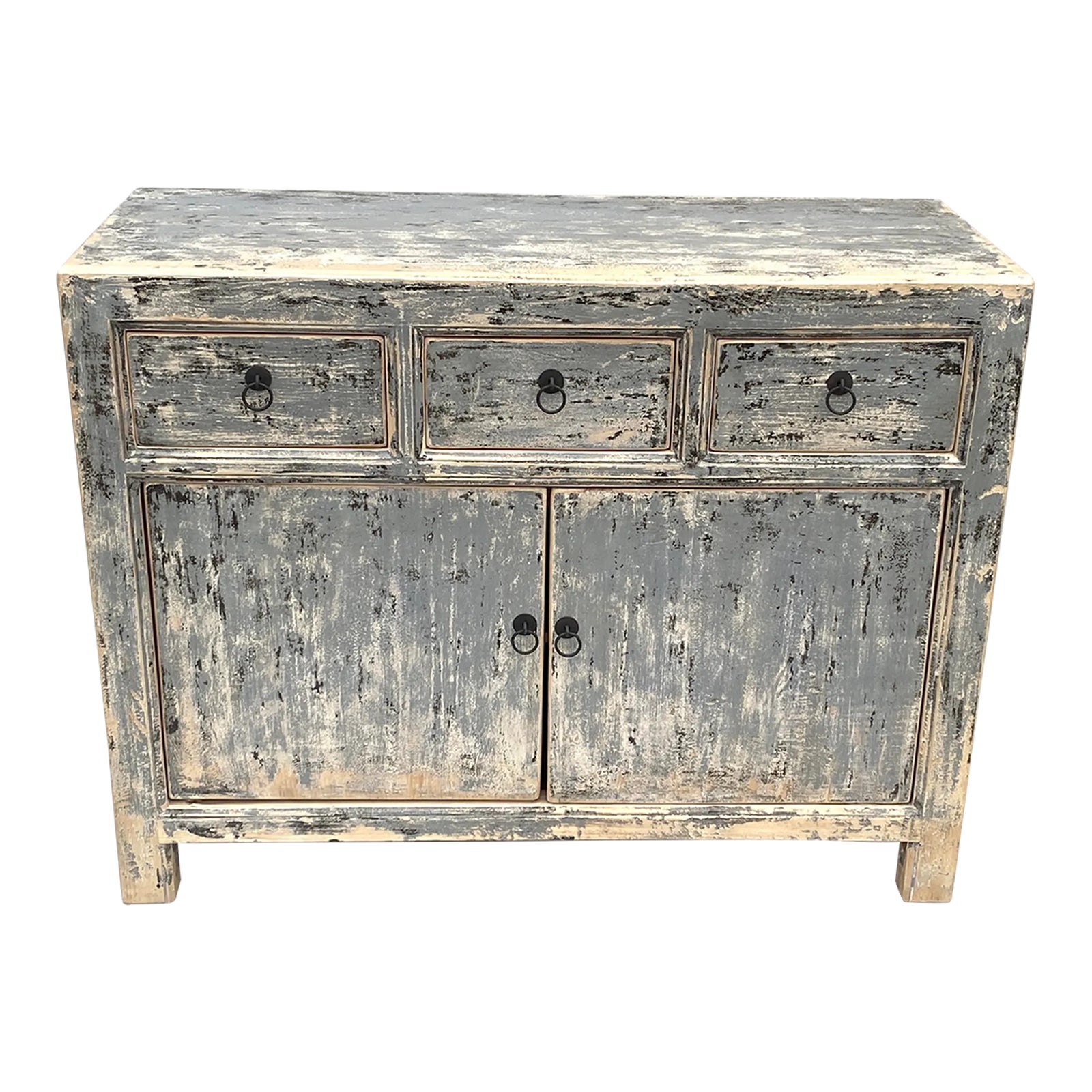 Reclaimed Elm Wood Gray Commode Chest | Chairish