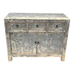 Reclaimed Elm Wood Gray Commode Chest