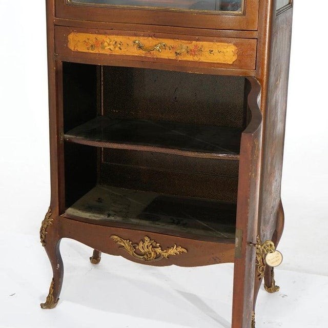 Antique French Vernis Martin Decorated Mahogany Vitrine, Circa 1890 For Sale - Image 13 of 18