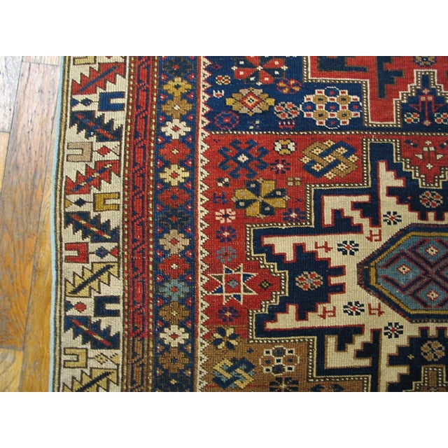 1930s 1930s Multicolor Star Medallion Antique Caucasian Shirvan Rug 3'4" X 5' Handknotted Wool Carpet For Sale - Image 5 of 5