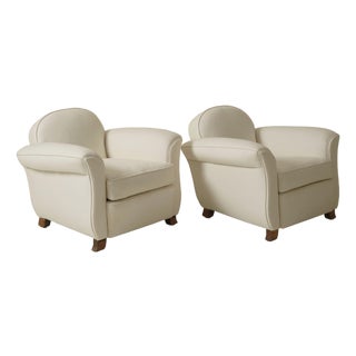1930s French Art Deco Club Chairs, a Pair For Sale