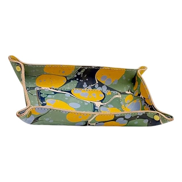Marble Leather Valet Tray For Sale