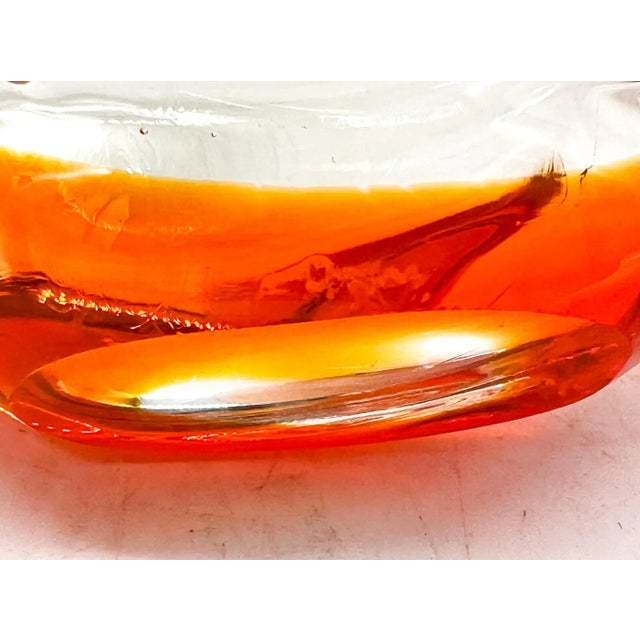Late 20th Century Orange & Clear Murano Sommerso Glass Bird – 20th Century – Italian Modern / Collectible Glass For Sale - Image 5 of 10