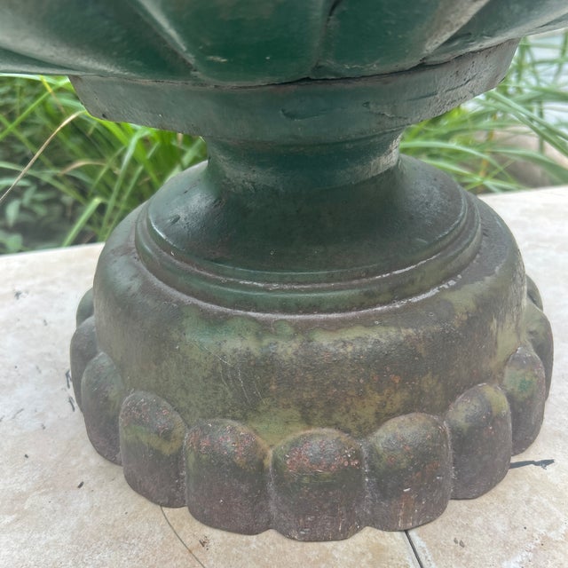 A monumental 25-inch wide low-slung campana-style tazza bowl planter featuring a beautifully molded gadrooned lower body...