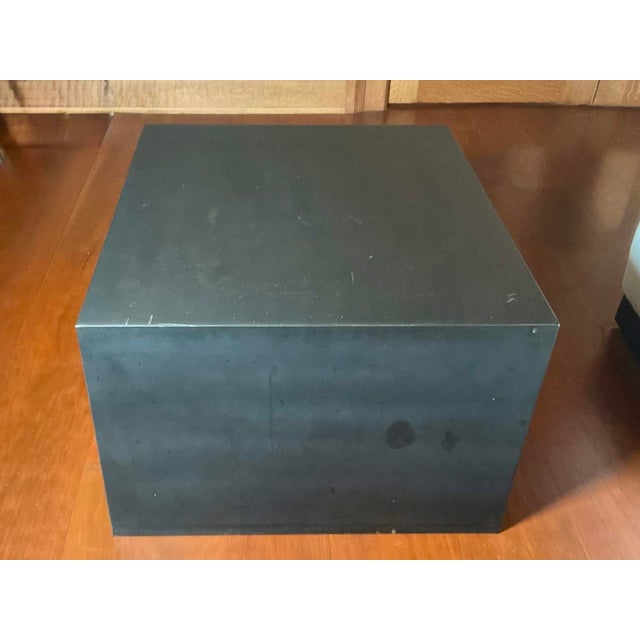 Metal Vintage Modernist Style Square Raw Steel Side Table For Sale - Image 7 of 10