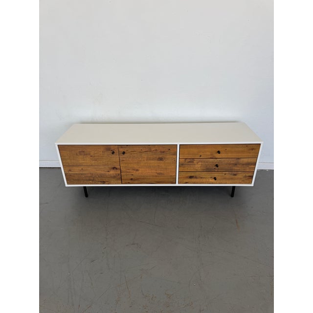 Brown West Elm Reclaimed Wood and Lacquer Media Console For Sale - Image 8 of 8