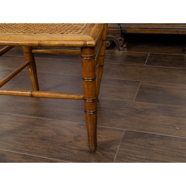 English Turn of the Century 1900s Bamboo Slipper Chair with Cane Seat For Sale - Image 9 of 9