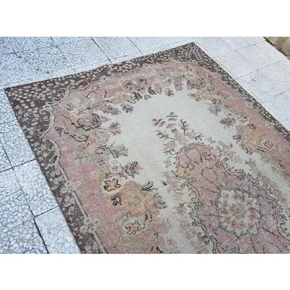 1970s Vintage Turkish Oushak Rug - 5′5″ × 8′10″ For Sale In Philadelphia - Image 6 of 11