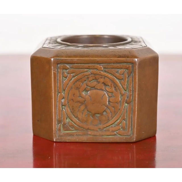 Mid-Century Modern Tiffany Studios Bronze Zodiac Pen or Brush Cup Holder, Signed and Numbered For Sale - Image 3 of 12