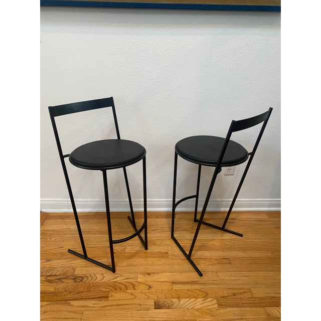 Emilio Nanni Fly Line Postmodern “Musmé” Counter Height Stools - A Pair For Sale - Image 4 of 10