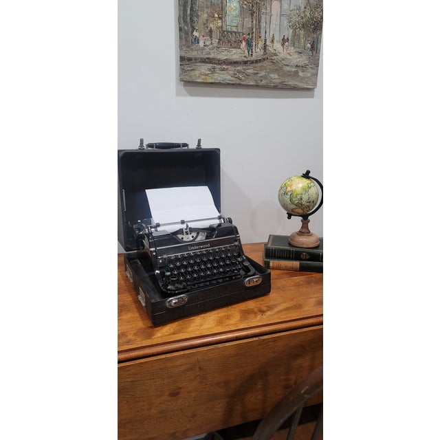 Black Underwood Champion Portable Typewriter With Tripod Stand Case 1940s For Sale - Image 8 of 9