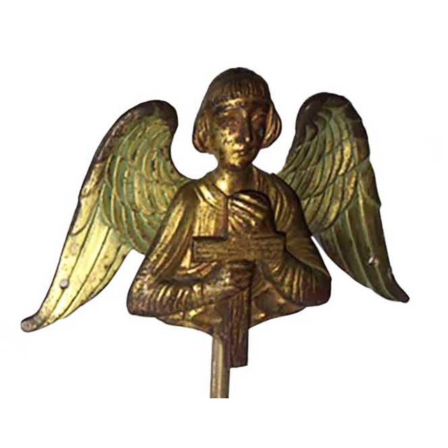 19th Century Bronze Doré Byzantine Style Angels on Lucite Stands - a Pair For Sale - Image 4 of 6