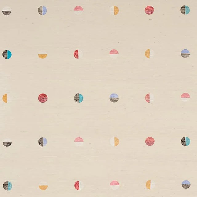 Sample - Schumacher X Caroline Z Hurley Joshua Tree Hand Printed Sisal Wallpaper in Multi on Ivory For Sale