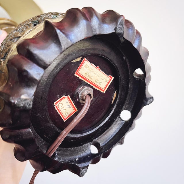 Metal Vintage Hong Kong Ornate Brass Dragon Lamp For Sale - Image 7 of 8