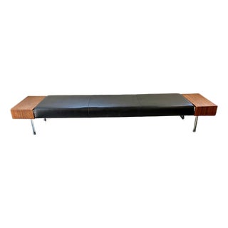Leather and Wood Gallery Style Modern Bench From Keilhauer of Canada For Sale