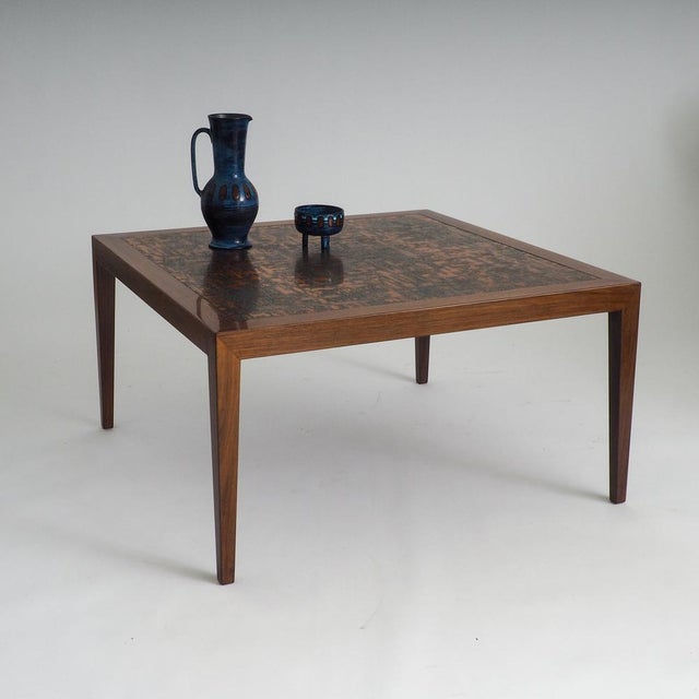 Wood Mid-Century Modern Teak and Copper Coffee Table by Severin Hansen for Haslev Møbelsnedkeri, 1960s For Sale - Image 7 of 14
