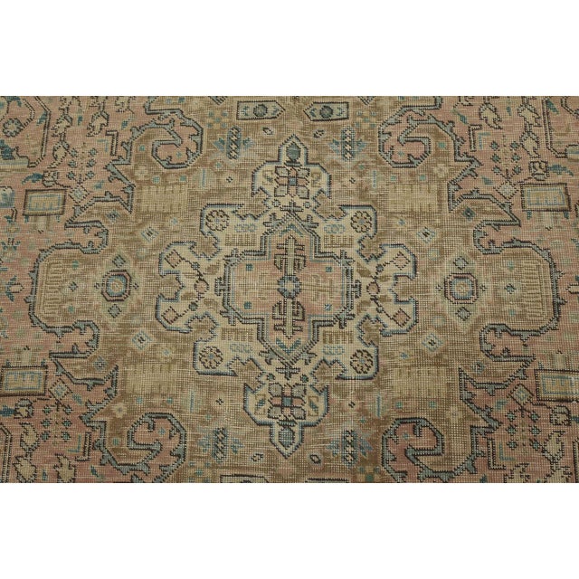 Tabriz Rug 7’11” X 11’3” Pink Wool Vintage Distressed Hand-Knotted Carpet For Sale In Philadelphia - Image 6 of 15
