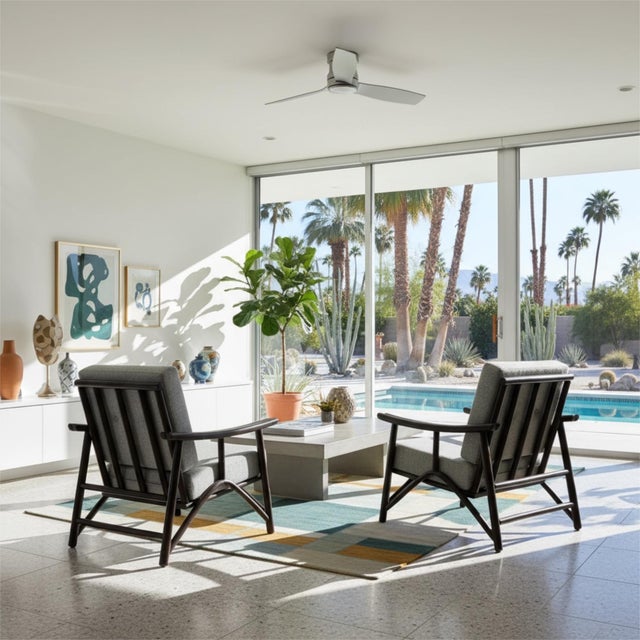 Pair John Wisner for Ficks Reed Far Horizons Light Blue Rattan Lounge Chairs For Sale - Image 12 of 16