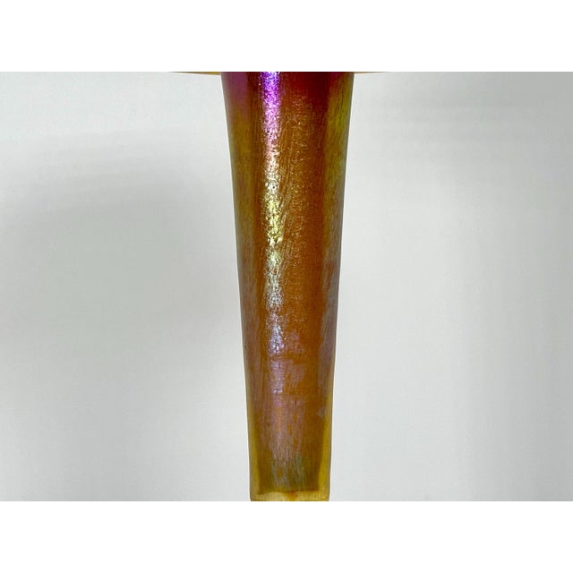 Art Deco Loetz Candia Silberiris Art Glass Vase: Gold Iridescent Mushroom Form For Sale - Image 3 of 10