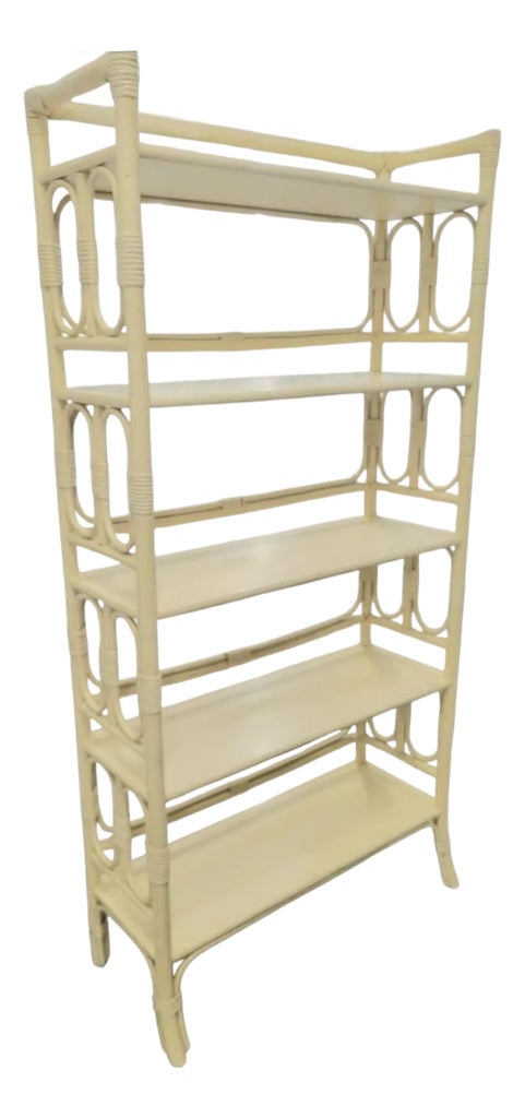 1970's Vintage Off White, Creamy Yellow Ficks Reed Rattan Faux