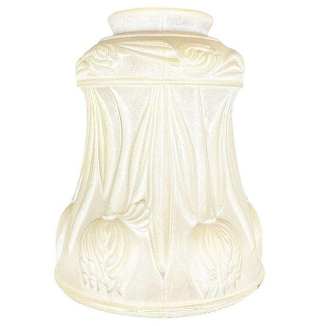1910s Art Nouveau Frosted Milk Glass Bellflower W/ Embossed Tulips Globe 2" Fitter For Sale - Image 5 of 7