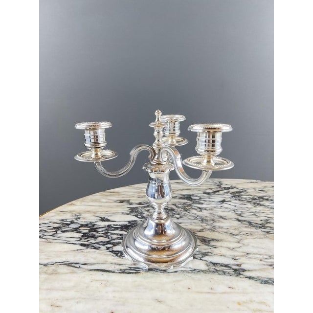 20th Century Silver-Plated Metal Candelabra, Set of 2 For Sale - Image 3 of 12